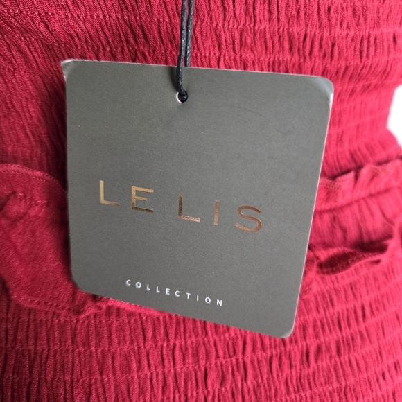 LE LIS RED SMOCKED STRAP RUFFLE MINI DRESS - Picture 5 of 8